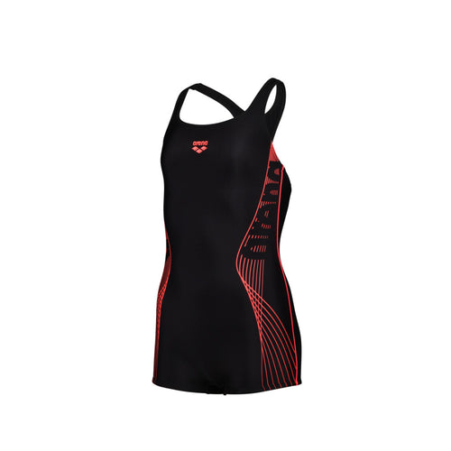 Arena GIRL'S COMBISHORT SWIMSUIT GRAPHIC BLACK-FLUORED