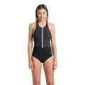  Maillot De Bain ARENA Femme SWIMSUIT SILVIA CROSS BACKBLACK-NIGHT GREY-WHITE