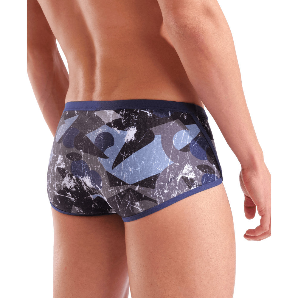  Maillot De Bain ARENA Homme SCRATCHED SWIM LOW WAIST SHOMULTI BLACK-NAVY