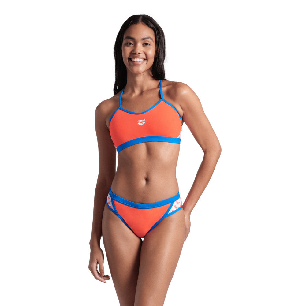  Maillot Femme ARENA ICONS SUPER FLY BACK SOLID BRIGHT CORAL BLUE RIVER
