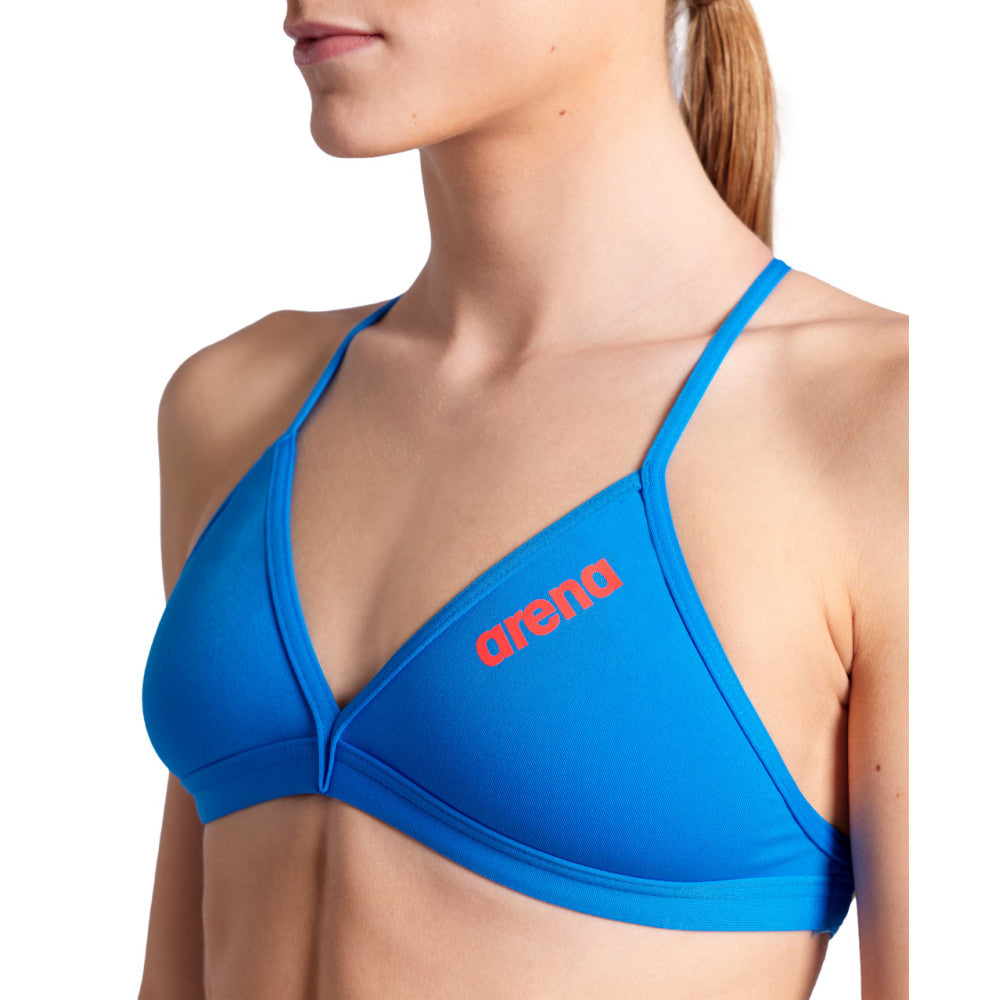  Maillot Femme ARENA TEAM SWIM TOP TIE BACK SOLID BLUE RIVER