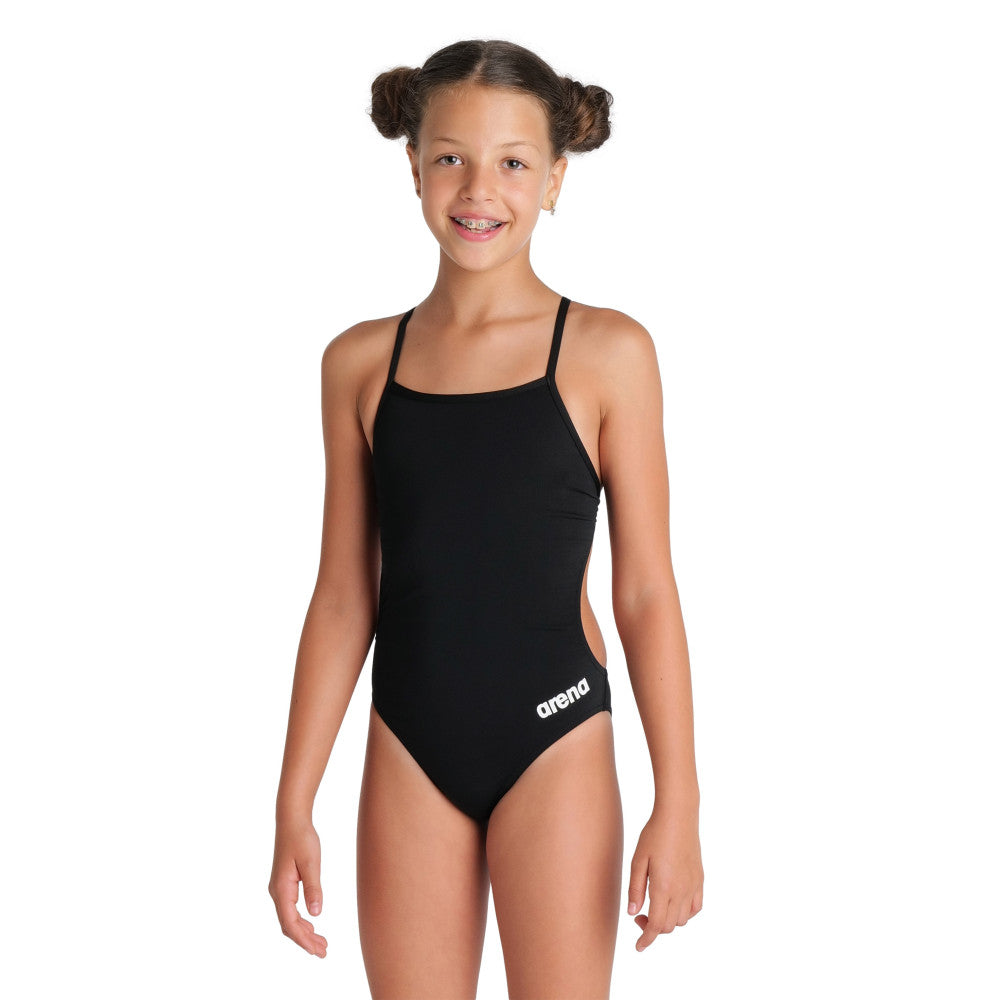  Maillot Fille ARENA TEAM SWIMSUIT CHALLENGE SOLID BLACK-WHITE