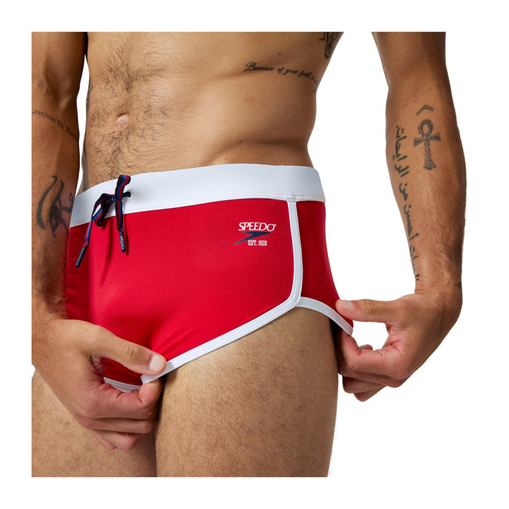 Speedo Maillot Homme - BECO JETSTREAM RETRO LOGO BRIEF RED/WHI