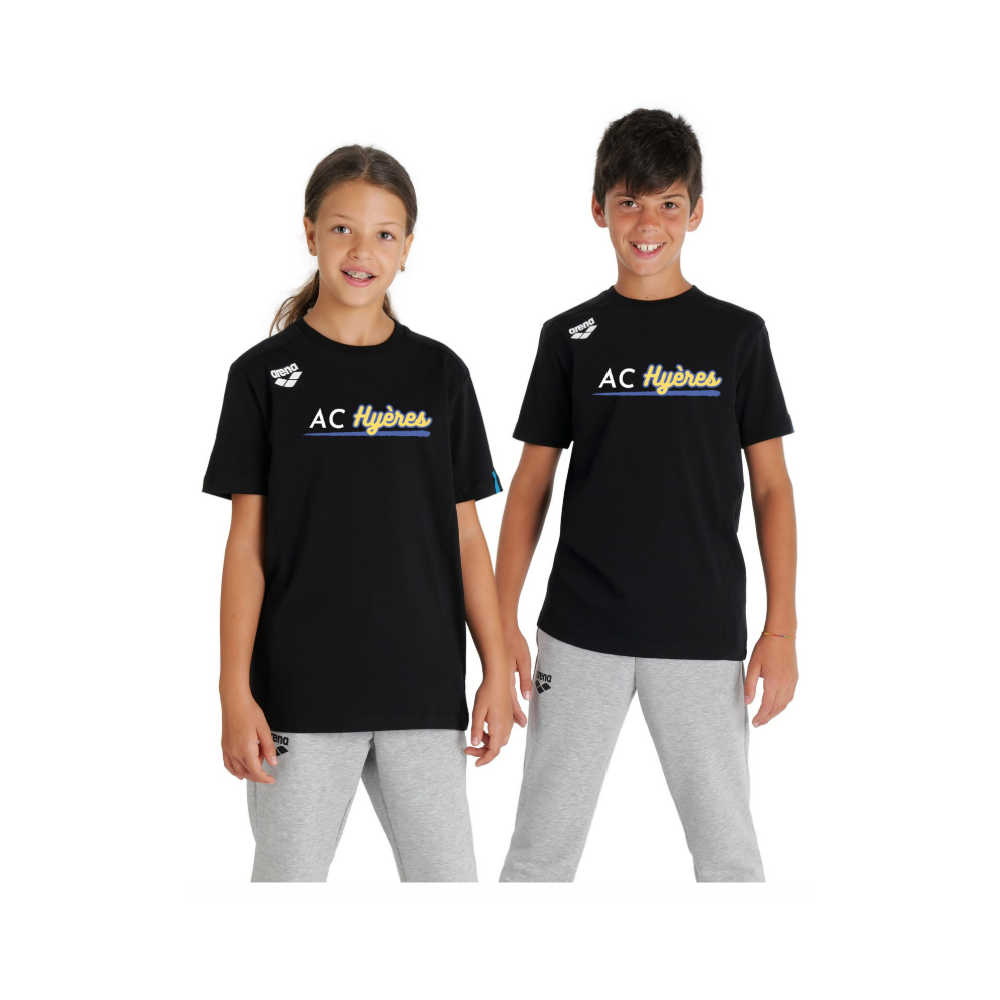  Tee Shirt Arena Noir Coton Junior AC Hyères Marquage Couleur