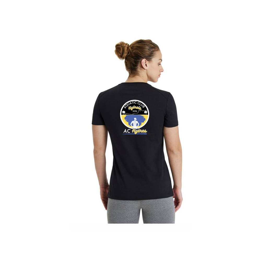  Tee Shirt Arena Noir Coton Femme AC Hyères Marquage 2 Faces